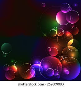 Template with bright color circles on black background