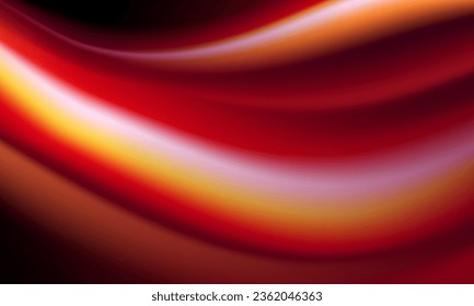 Template of bright glowing red background. Vector wallpaper with blurred wavy fluid gradient. Digital neon vivid backdrop for web or print banners, posters, flyers cover. 
