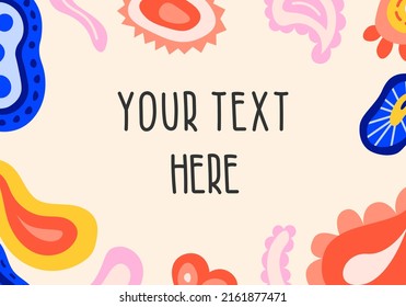 Template with bright modern flat hand drawn doodle element
