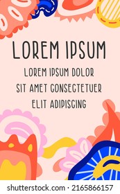 Template with bright modern flat hand drawn doodle element
