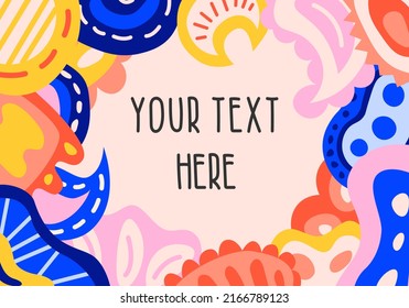 Template with bright modern flat hand drawn doodle element