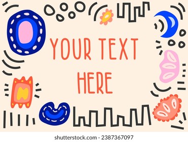 Plantilla con doodle plano plano moderno brillante dibujado a mano