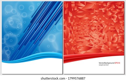 Folleto de plantilla folleto sobre fondo azul y rojo