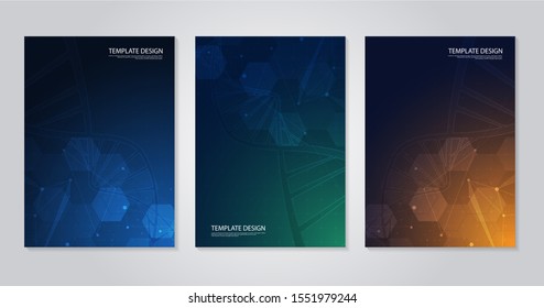 Template Brochure Or Cover Book, Page Layout, Flyer Design. Concept And Idea For Health Care, Technology. Science Icon Pattern Medical Innovation Concept. Vector Design.