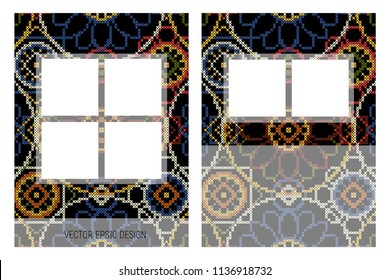 The template of the brochure. Craft concept. Embroidery vector illustration.
