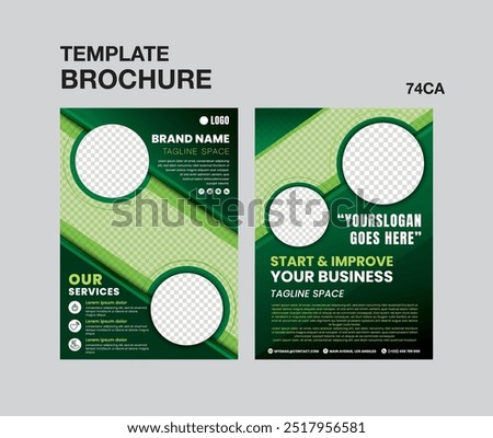 template brochure design, Modern Green Brochure Vector and Photo, Green brochure template with circles, business brochure with green