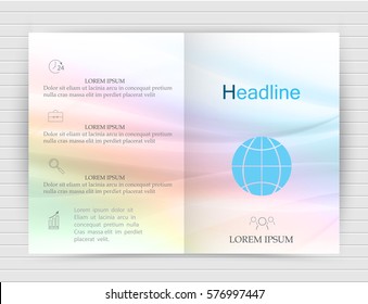A template of the brochure design.Green and blue abstract waves.