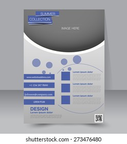 Template for brochure or flyer. Editable A4 poster for business, education, presentation, website, magazine cover. Blue color.