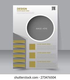 Template for brochure or flyer. Editable A4 poster for business, education, presentation, website, magazine cover. Golden color.