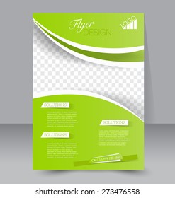 Template for brochure or flyer. Editable A4 poster for business, education, presentation, website, magazine cover. Green color.