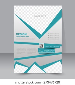 Template for brochure or flyer. Editable A4 poster for business, education, presentation, website, magazine cover. Green color.
