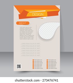 Template for brochure or flyer. Editable A4 poster for business, education, presentation, website, magazine cover. Orange color.