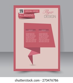 Template for brochure or flyer. Editable A4 poster for business, education, presentation, website, magazine cover. Red color.