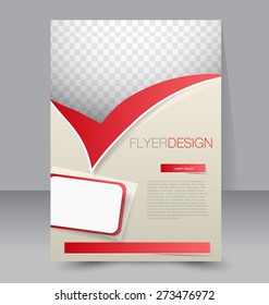 Template for brochure or flyer. Editable A4 poster for business, education, presentation, website, magazine cover. Red color.