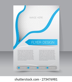 Template for brochure or flyer. Editable A4 poster for business, education, presentation, website, magazine cover. Blue color.