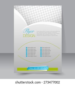 Template for brochure or flyer. Editable A4 poster for business, education, presentation, website, magazine cover. Blue and green color.