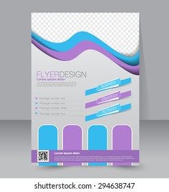 Template for brochure or flyer. Editable A4 poster for business, education, presentation, website, magazine cover. Blue and purple color