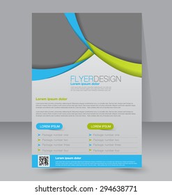 Template for brochure or flyer. Editable A4 poster for business, education, presentation, website, magazine cover. Blue and green color