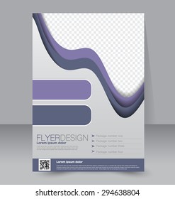 Template for brochure or flyer. Editable A4 poster for business, education, presentation, website, magazine cover. Blue and purple color
