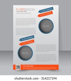 Template for brochure or flyer. Editable A4 poster for business, education, presentation, website, magazine cover. Orange and blue color.