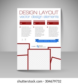 Template for brochure or flyer. Editable site for business, education, presentation, website, magazine cover.