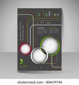 Template for brochure or flyer. Editable site for business, education, presentation, website, magazine cover.