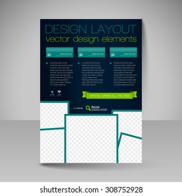 Template for brochure or flyer. Editable site for business, education, presentation, website, magazine cover.