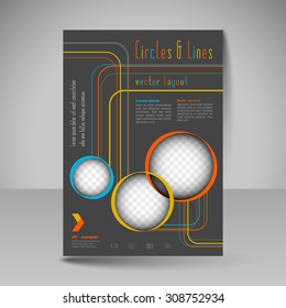 Template for brochure or flyer. Editable site for business, education, presentation, website, magazine cover...