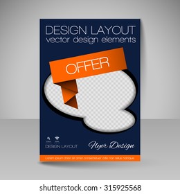 Template for brochure or flyer. Editable site for business, education, presentation, website, magazine cover.