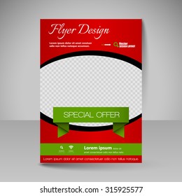 Template for brochure or flyer. Editable site for business, education, presentation, website, magazine cover.