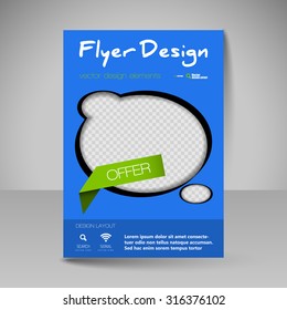 Template for brochure or flyer. Editable site for business, education, presentation, website, magazine cover.