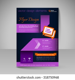 Template for brochure or flyer. Editable site for business, education, presentation, website, magazine cover.