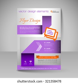Template for brochure or flyer. Editable site for business, education, presentation, website, magazine cover.