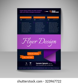 Template for brochure or flyer. Editable site for business, education, presentation, website, magazine cover.