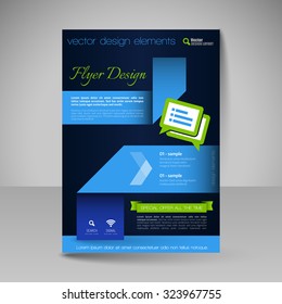 Template for brochure, flyer. Editable site for business, education, presentation, website, magazine cover.
