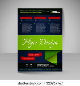 Template for brochure or flyer. Editable site for business, education, presentation, website, magazine cover.