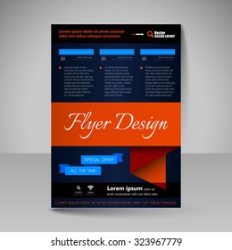 Template for brochure or flyer. Editable site for business, education, presentation, website, magazine cover.