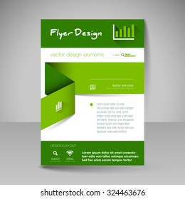 Template for brochure or flyer. Editable site for business, education, presentation, website, magazine cover.