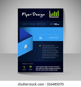 Template for brochure or flyer. Editable site for business, education, presentation, website, magazine cover.
