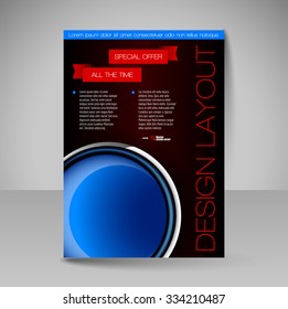 Template for brochure or flyer. Editable site for business, education, presentation, website, magazine cover.