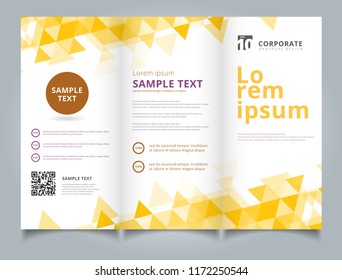 Template brochure layout design abstract yellow triangles geometric on white background. You can use for leaflet, flyer, annual report, print. Vector illustration