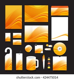 Template of brochure mug and namecard vector illustration