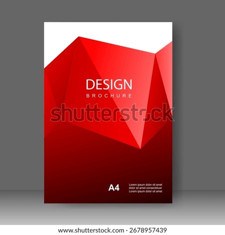 Template brochure red triangle modern design for cover book, poster, annual report. vector illustration