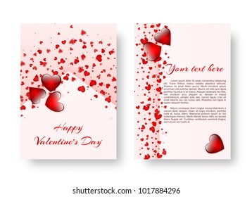 Template of a brochure in a romantic style for Valentine's Day or birthday greetings. Vector illustration