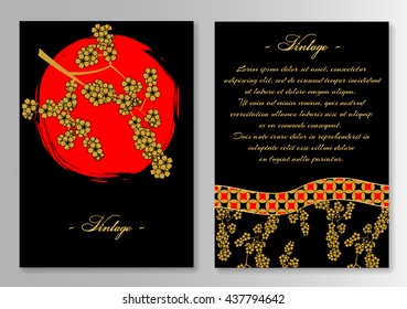 Template for brochure with sun and sakura