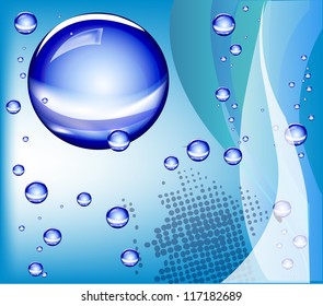 Template for the brochure water. Fish, Water, Bubbles, the Rain. EPS 10
