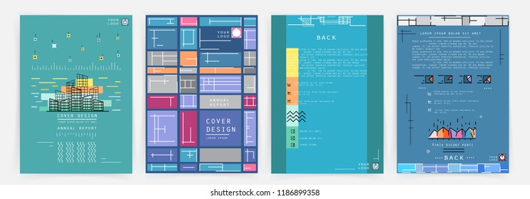 Template brochures, flyers, business presentations. Modern flat line style, layout in A4 size

