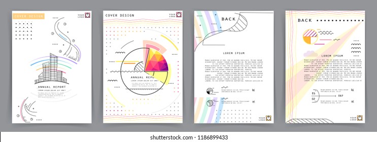 Template brochures, flyers, business presentations. Modern flat line style, layout in A4 size

