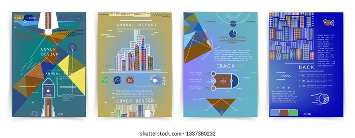 Template brochures, flyers, business presentations. Modern flat line style, layout in A4 size

