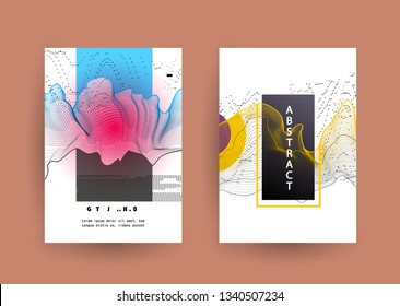 Template brochures, flyers, business presentations. Modern flat line style, layout in A4 size. Trendy abstract background. Geometric science or technology pattern. Graphic design
